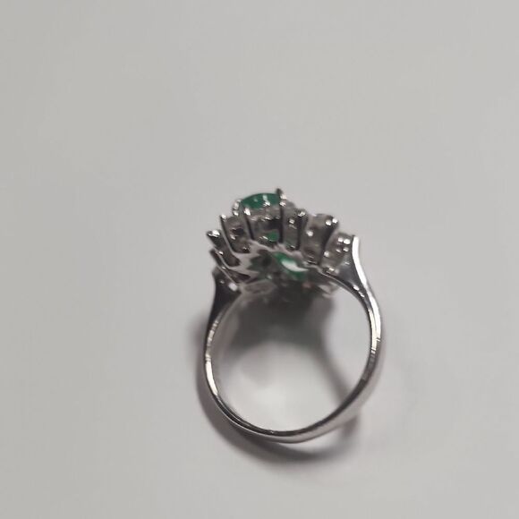 Silver Plated Jade Women's Ring Size 10 - Picture 6 of 7
